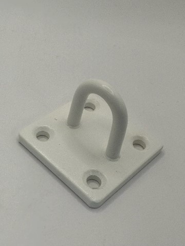 White Powder Coated Staple on Plate